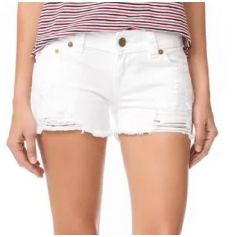 True Religion Keira White Low Rise Denim Shorts Size 27